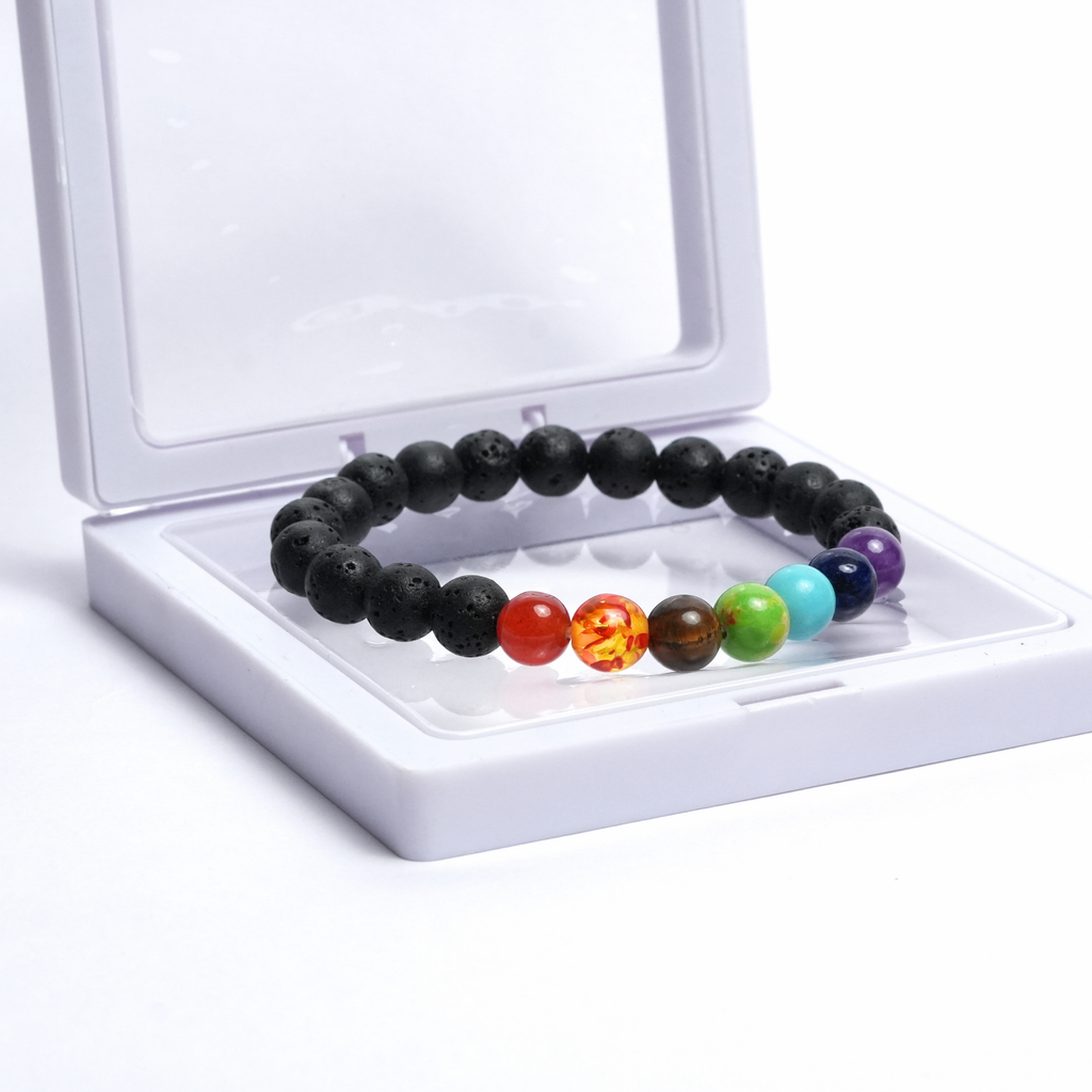 Seven Chakra Lava Bracelet