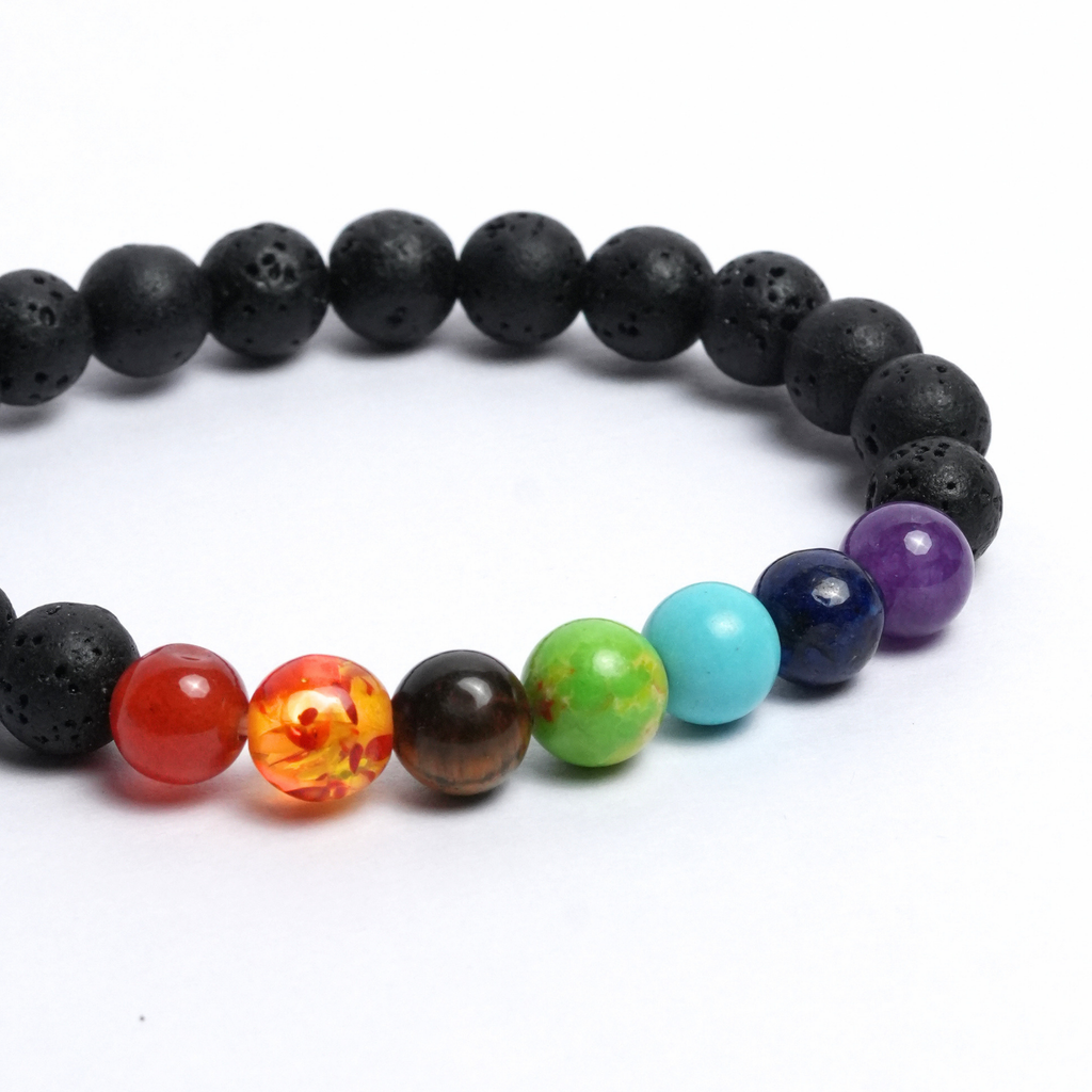 Seven Chakra Lava Bracelet