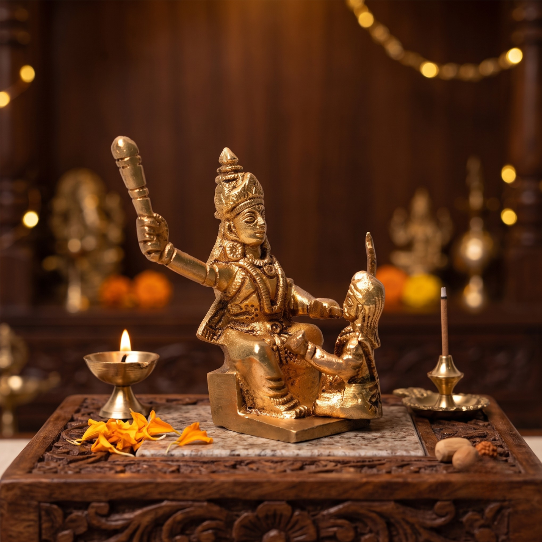 Baglamukhi Mata Brass Idol - 7.5X6.5