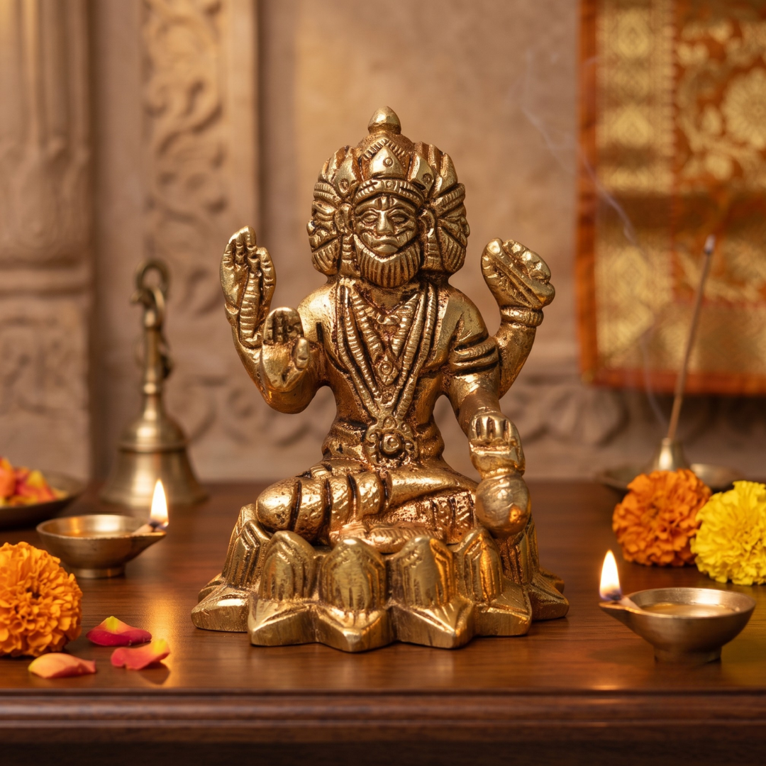 Bhrama Ji Brass Idol 7X6