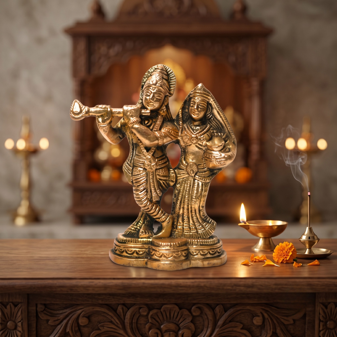 Radha Krishan Brass Idol - 11X8