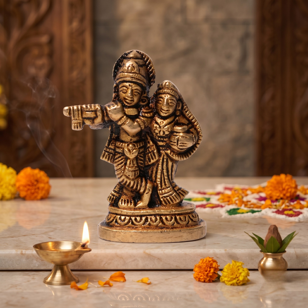 Radha Krishan Brass Idol - 6X3