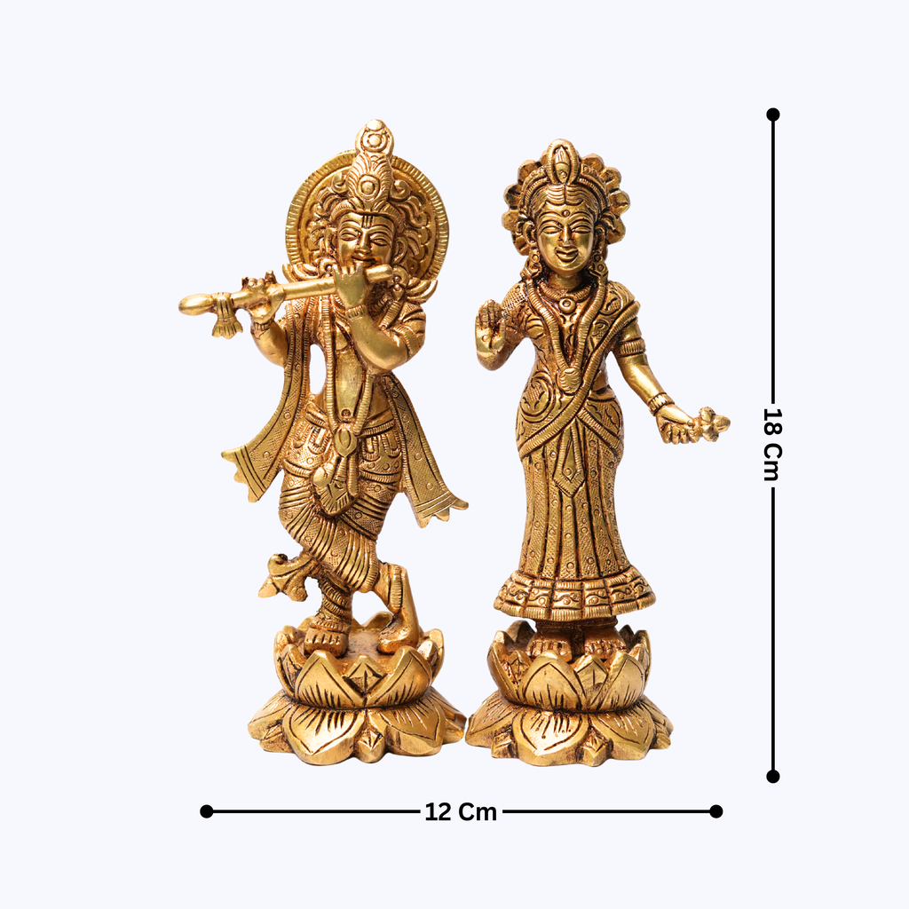 Radha Krishna Brass Idol - 18X12