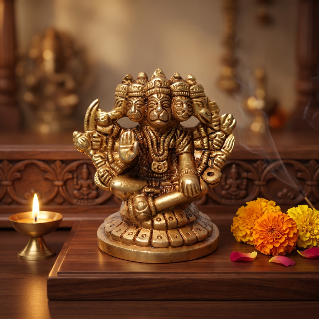 Panchmukhi Hanuman Ji Brass Idol - 8X7
