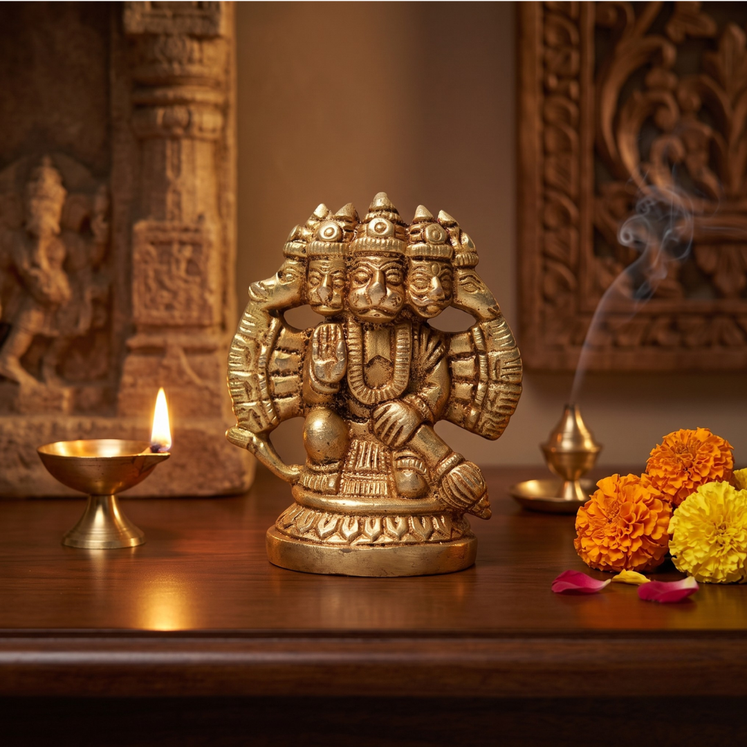 Panchmukhi Hanuman ji Brass Idol - 6X4.5