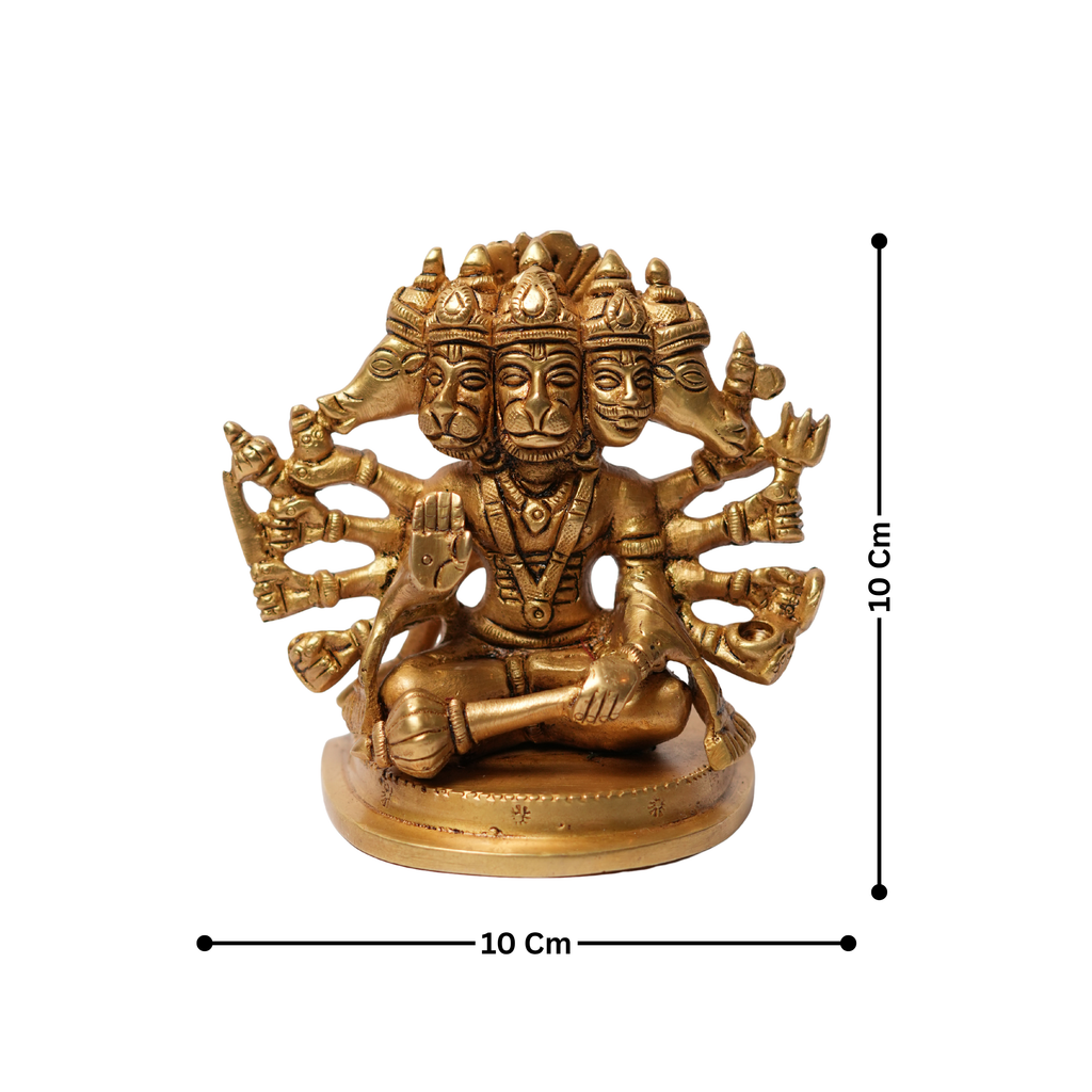 Panchmukhi Hanuman ji Brass Idol - 10X10
