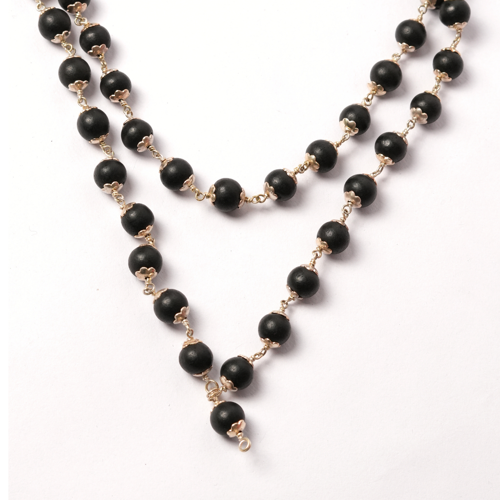 Karungali Mala with Silver Work