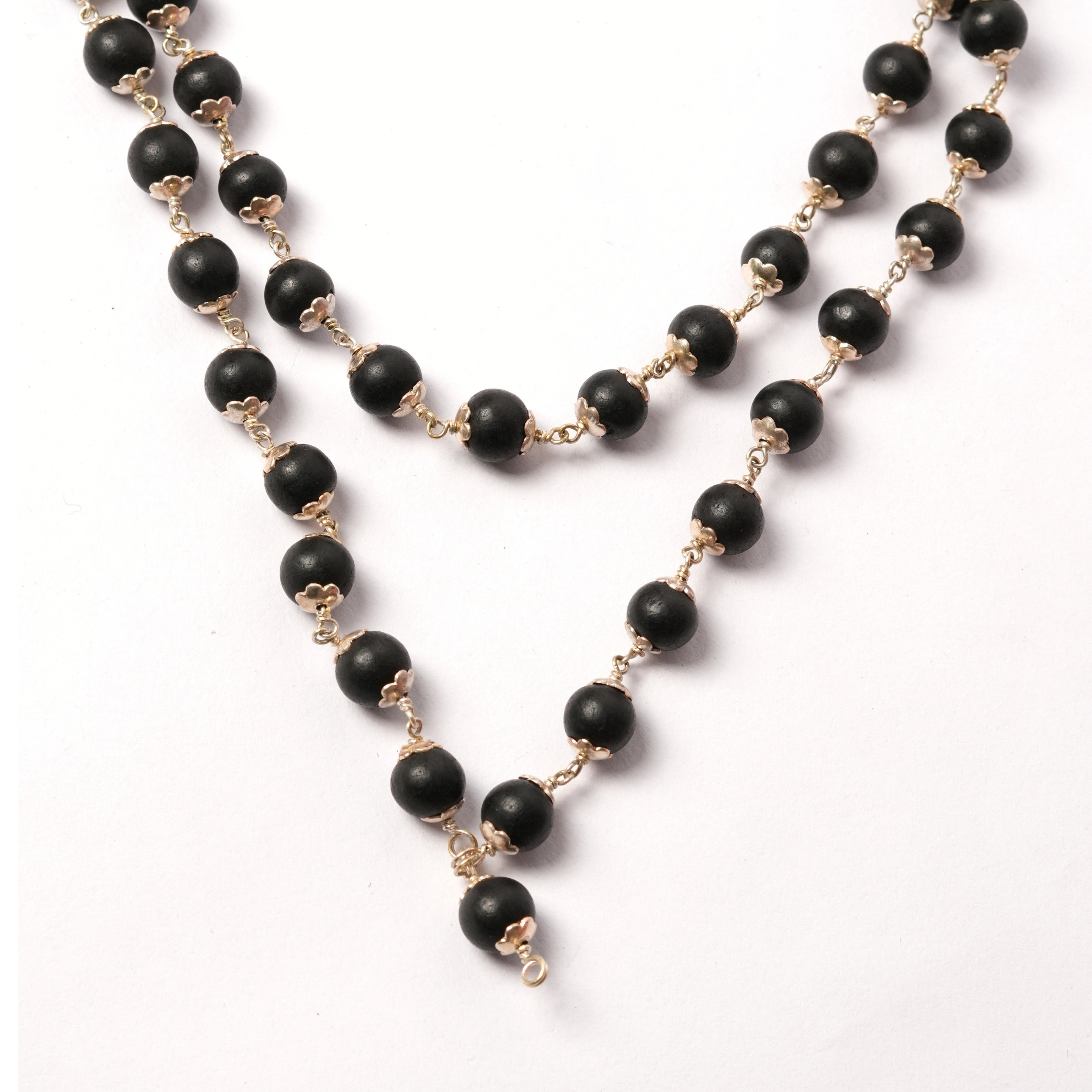 Karungali Mala with Silver Work