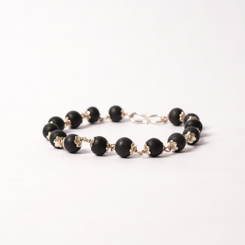 Karungali Bracelet with Silver Works