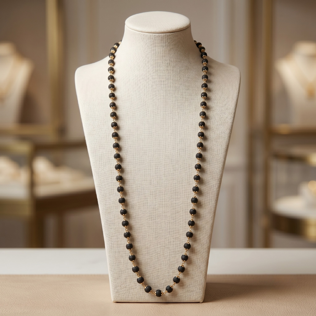 Karungali Mala with Silver Work
